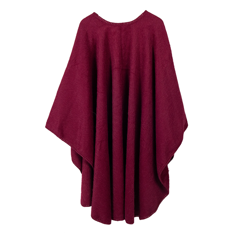 Maroon coat womens poncho