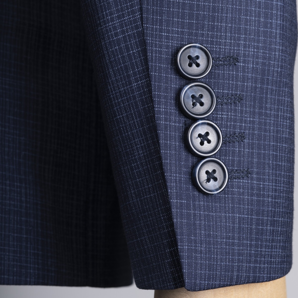 Men"s Textured 3 Piece Suit Navy