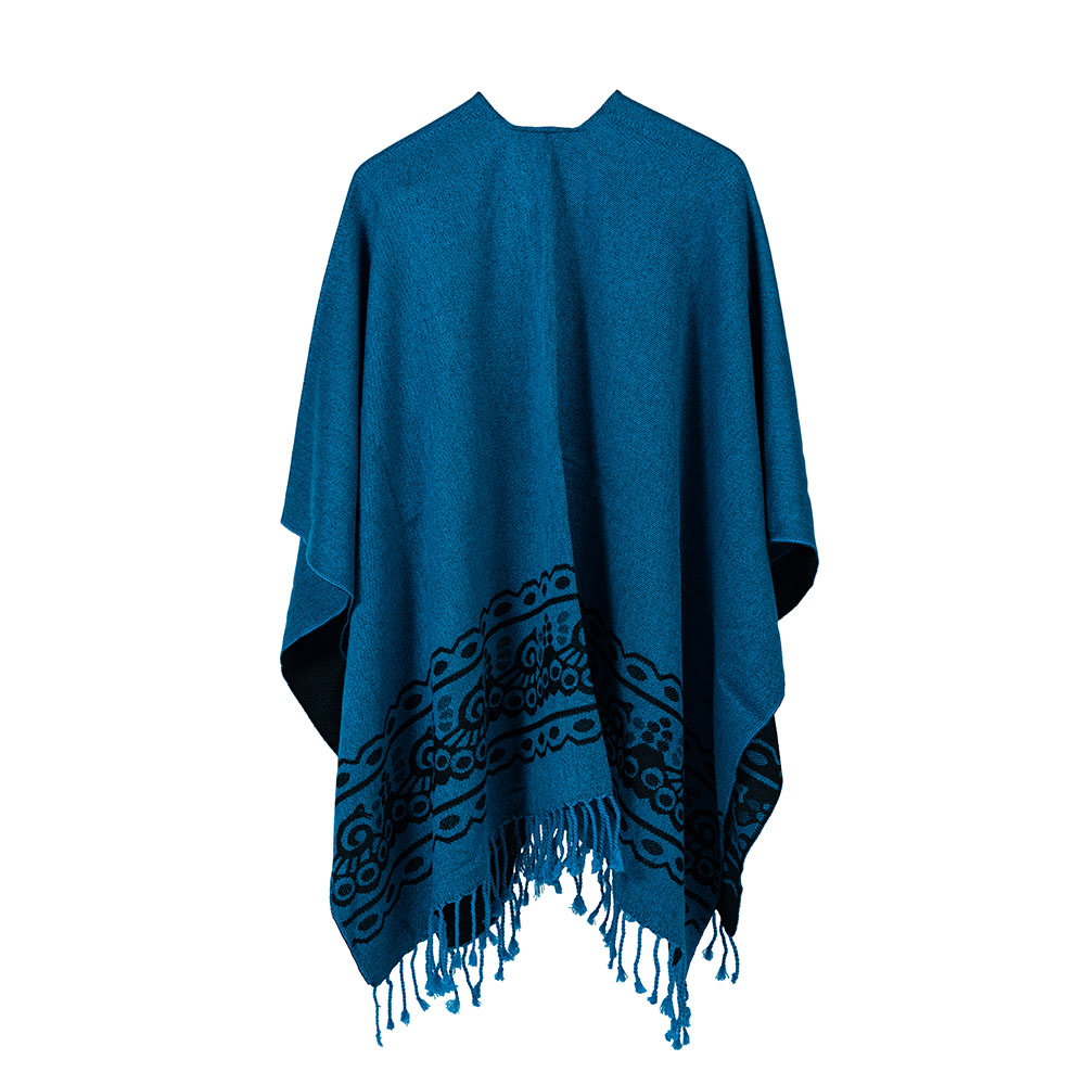 Original Poncho double color handmade lama wool