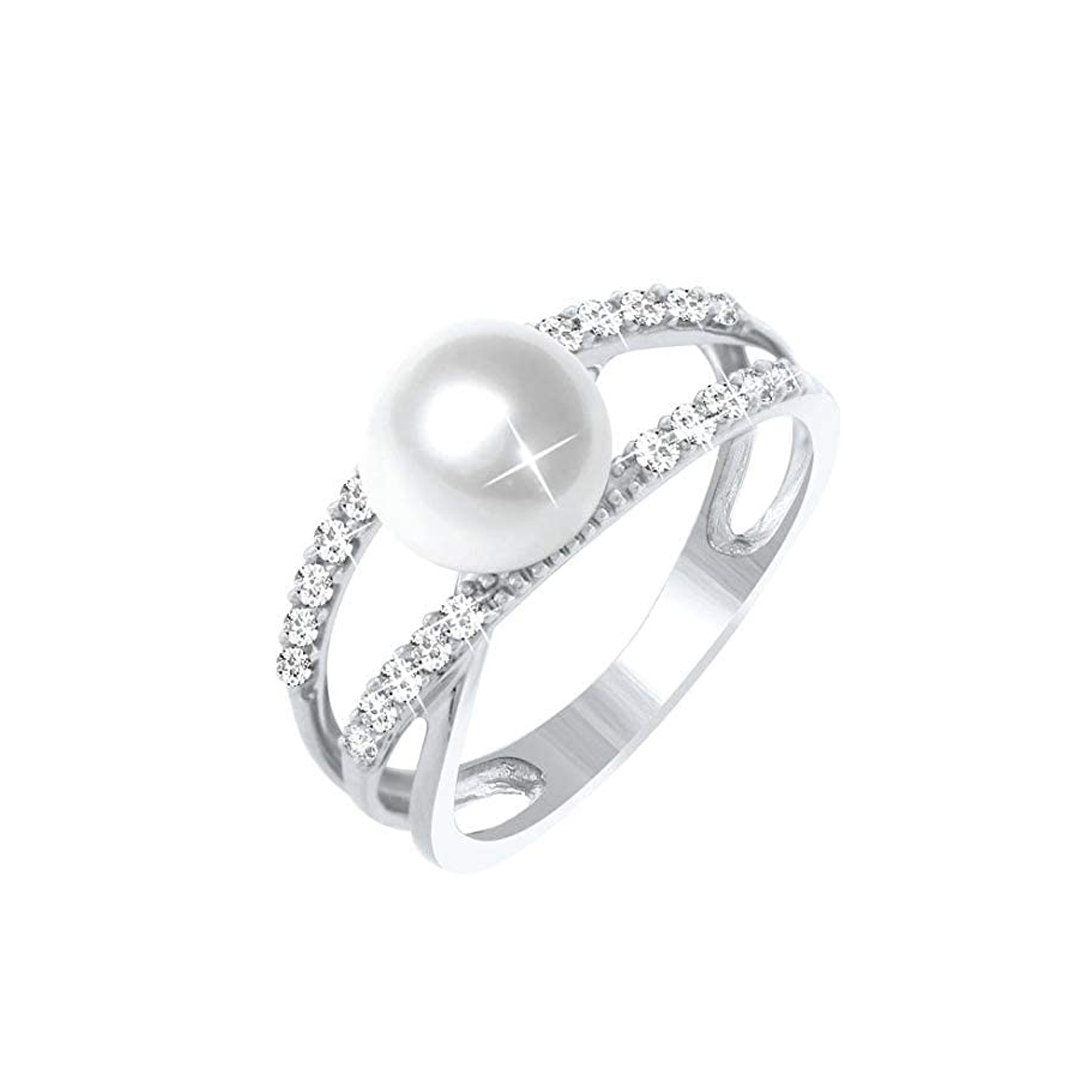 Pearl Ring with White Sapphire_152465
