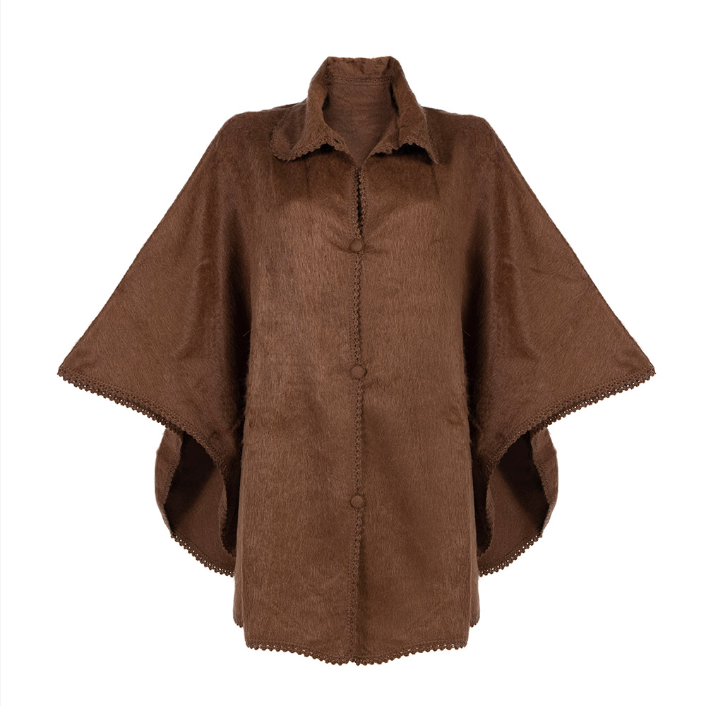 Poncho coat brown with buttons