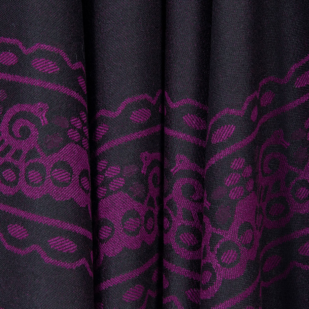 Poncho double color handmade lama wool black and purple