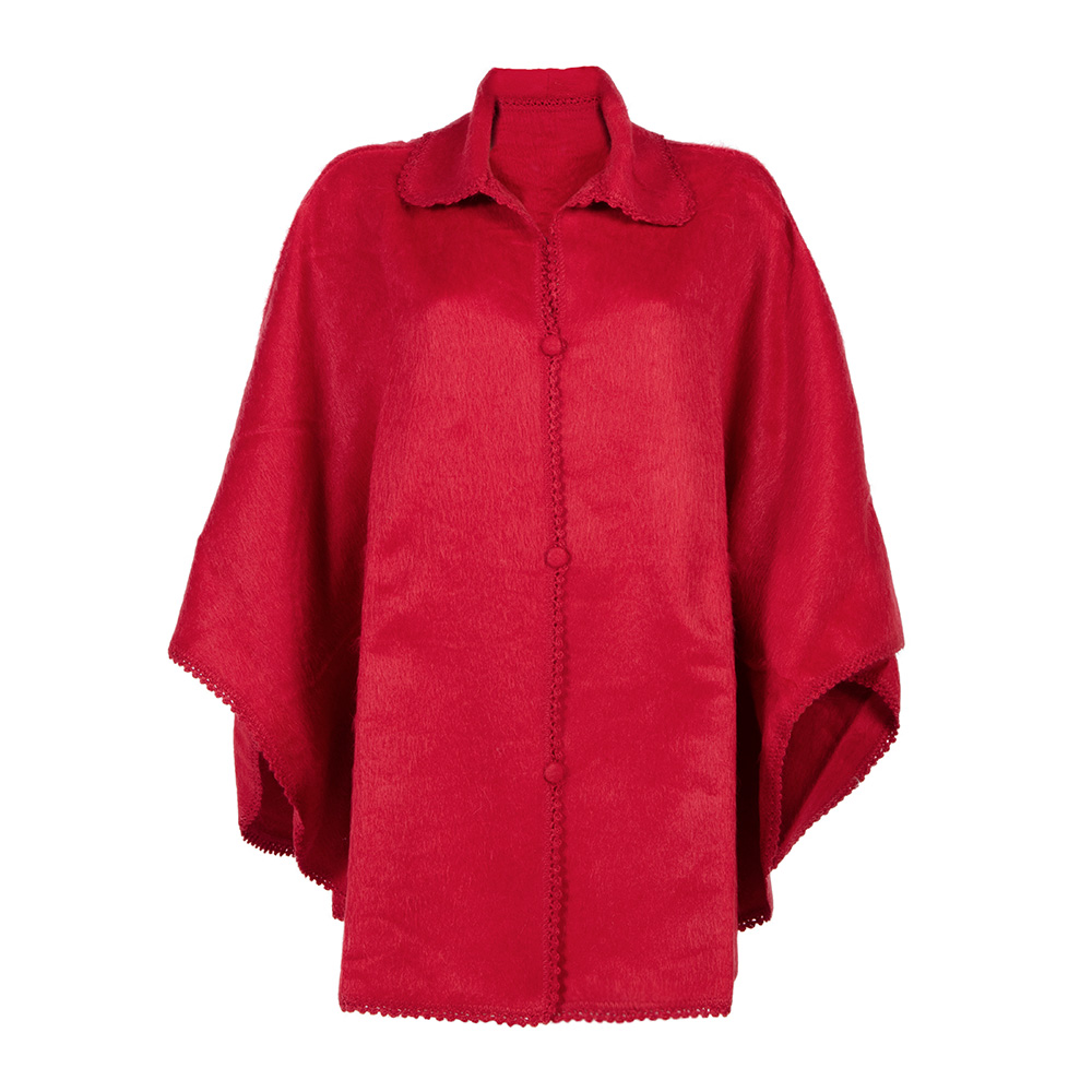 Red poncho coat