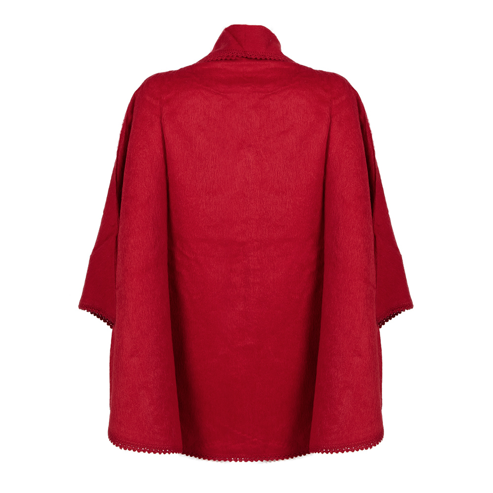 Red poncho coat