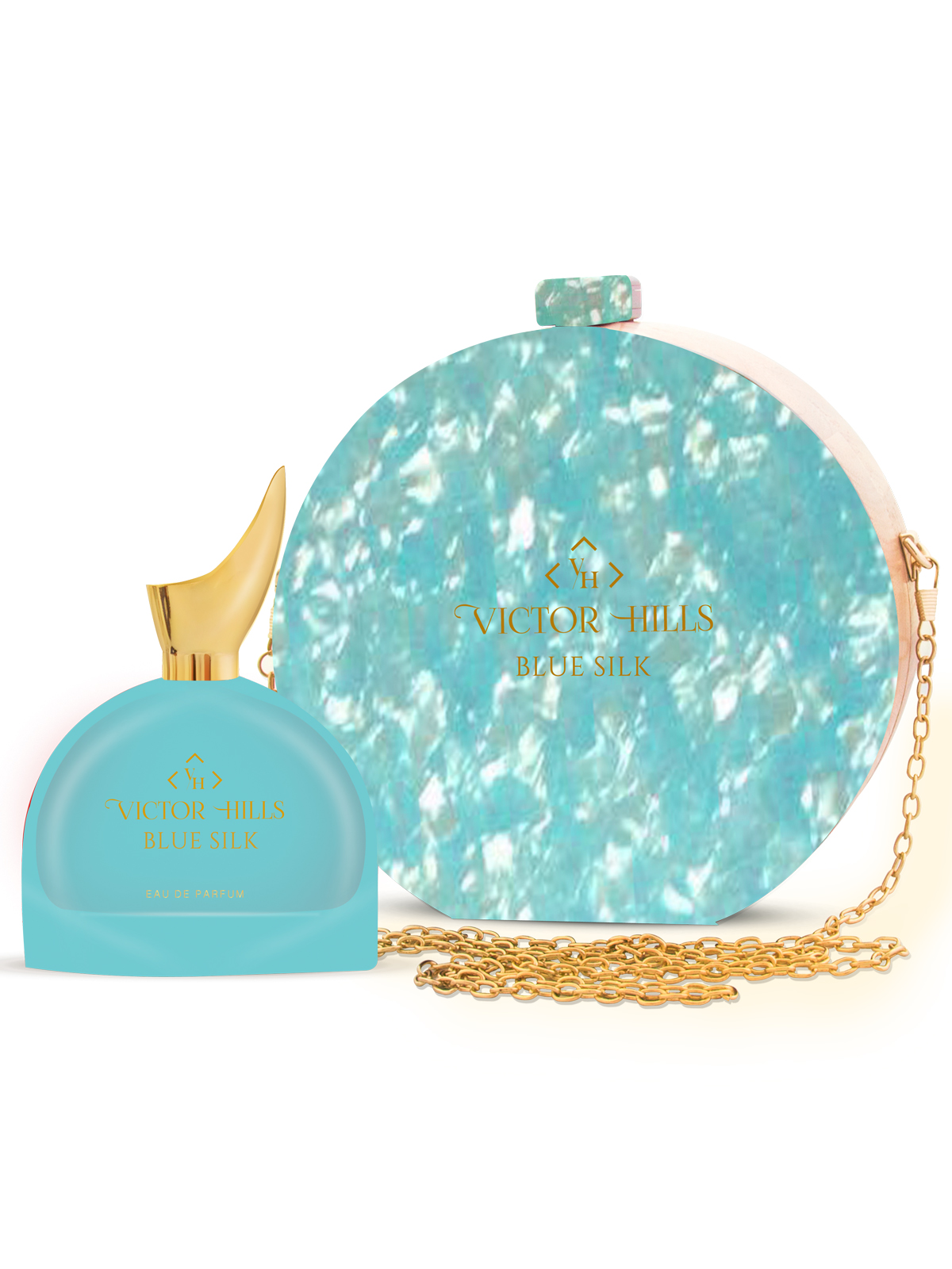 Victor Hills Blue Silk For Woman Eau De Parfum + Bag