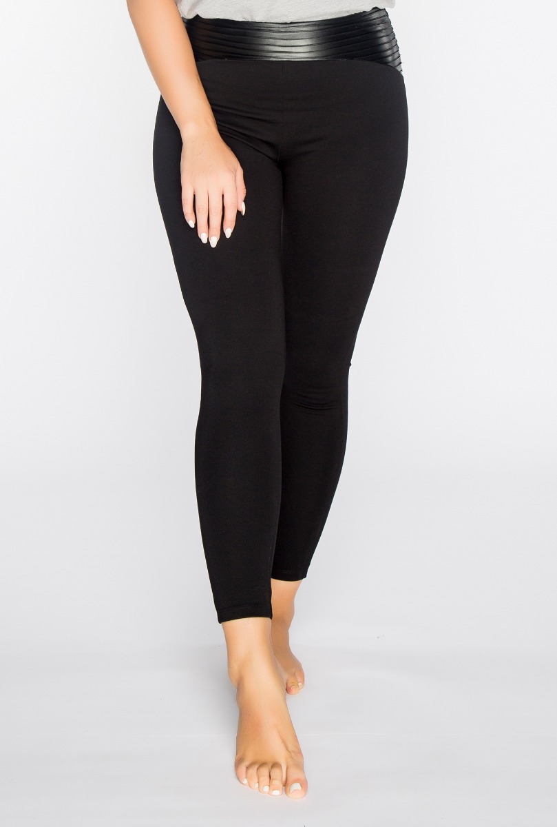 Women"s Leather Waist Legging Black