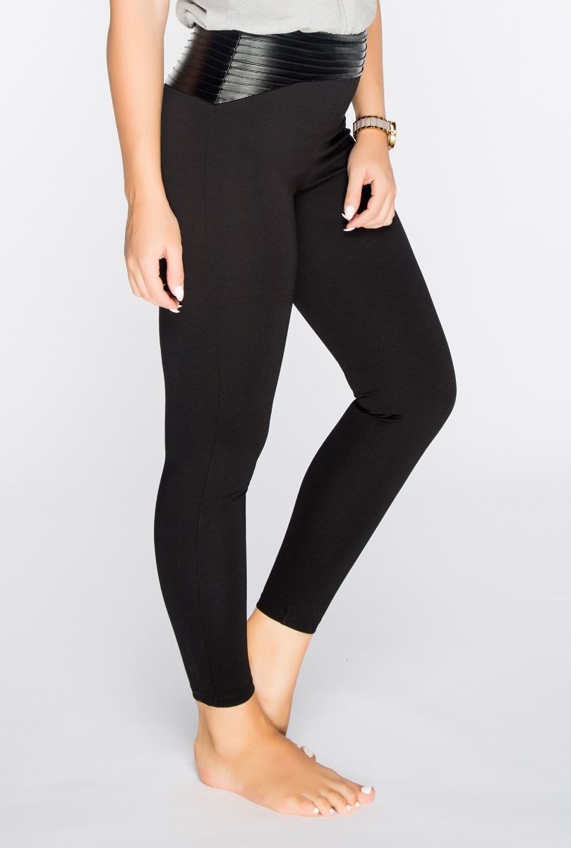 Women"s Leather Waist Legging Black