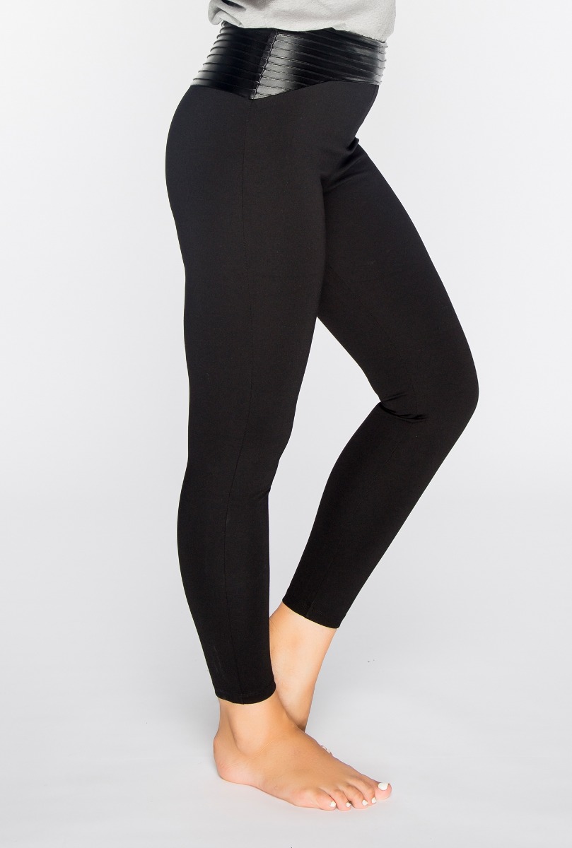 Women"s Leather Waist Legging Black
