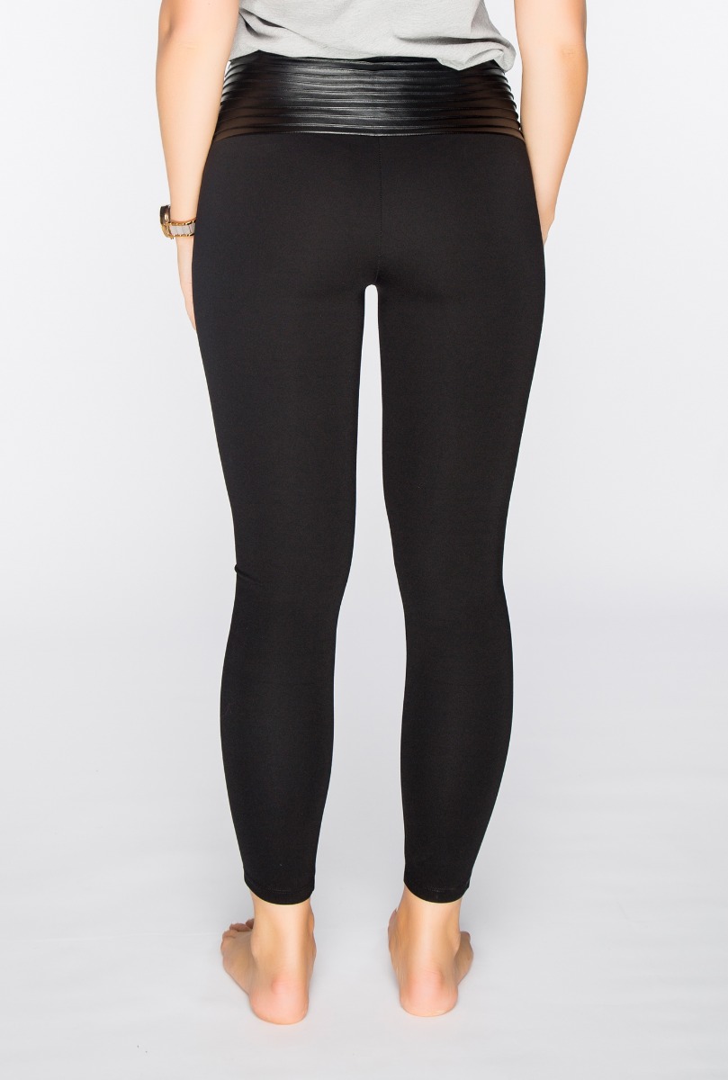 Women"s Leather Waist Legging Black