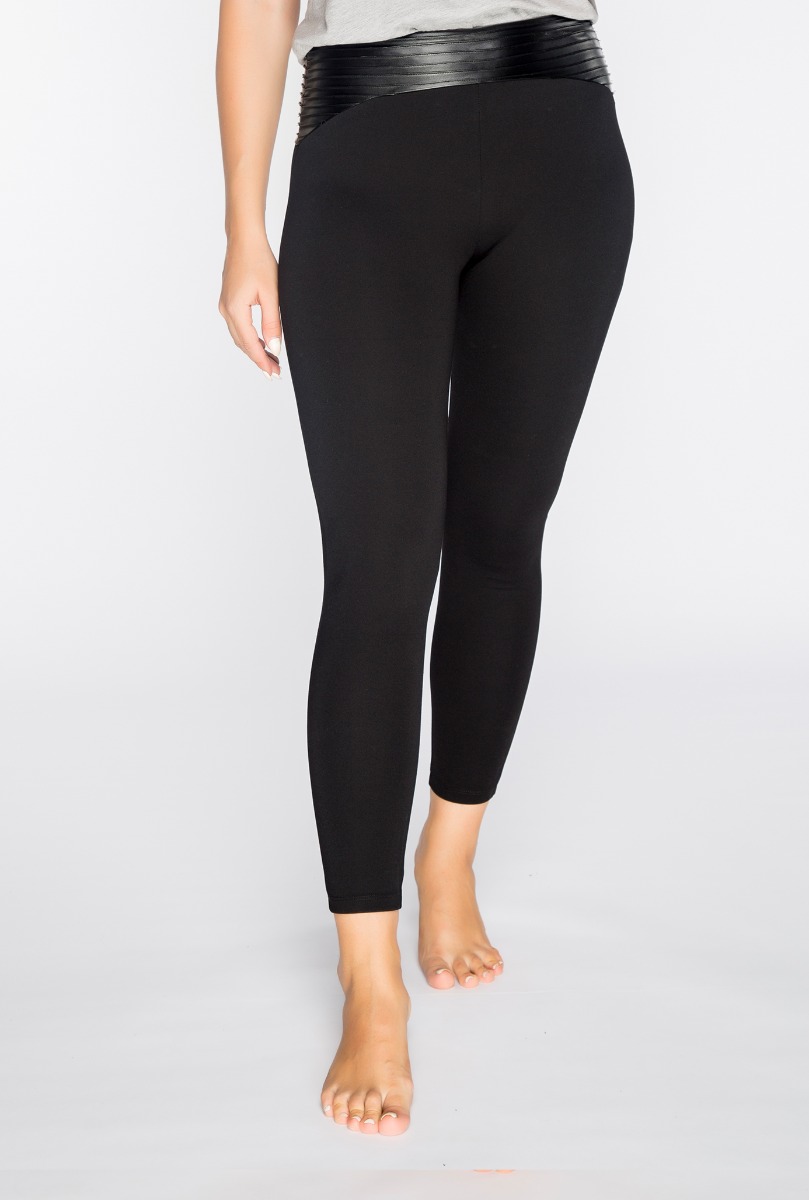 Women"s Leather Waist Legging Black