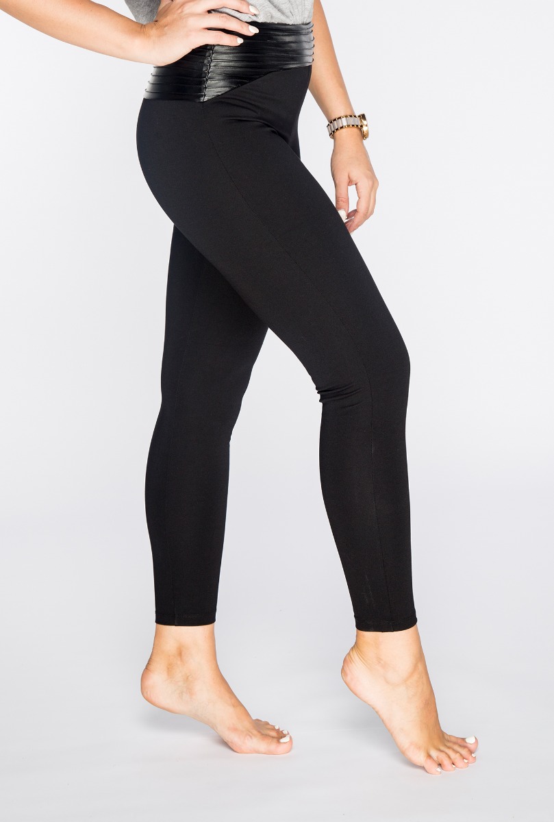 Women"s Leather Waist Legging Black