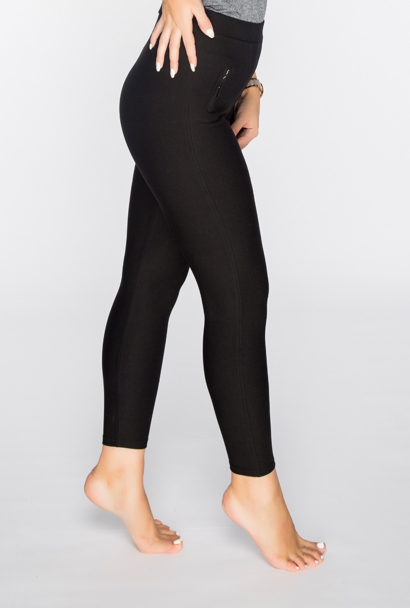 Women"s Zipper Pokets Legging Black