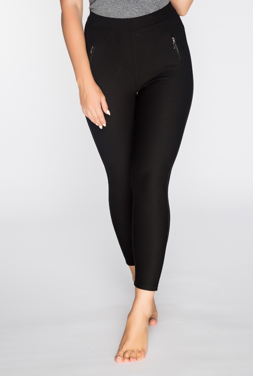 Women"s Zipper Pokets Legging Black