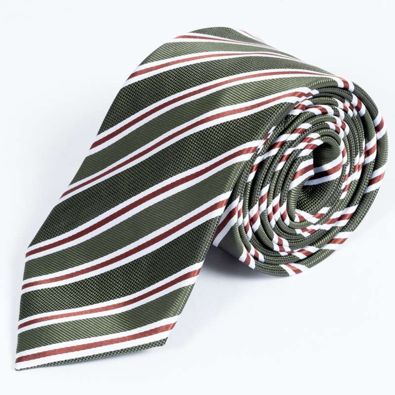 D.Olive Striped Tie