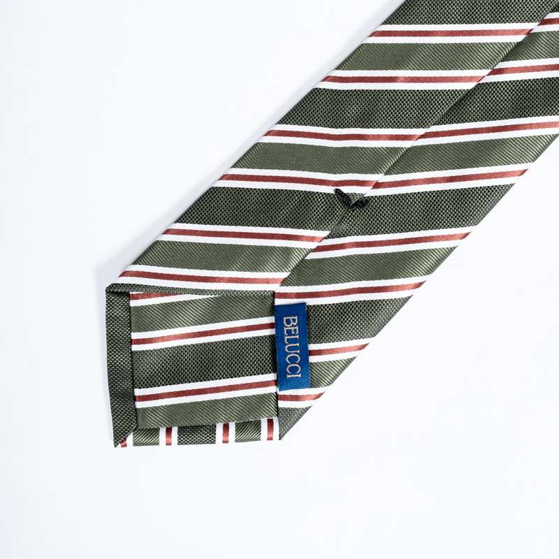 D.Olive Striped Tie