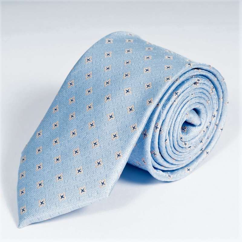 Light Blue Flowered Tie-1