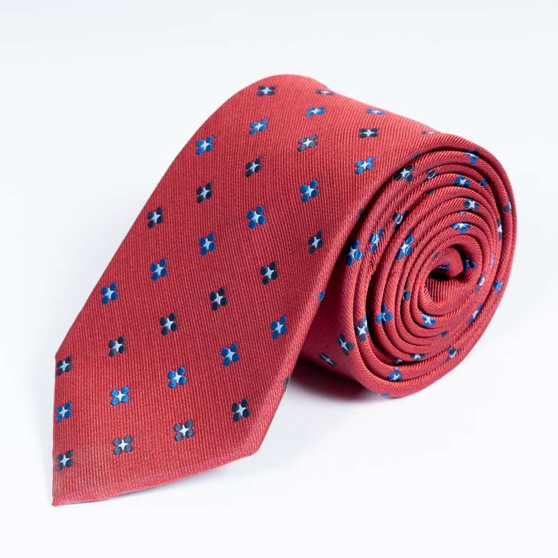 Dark Red Flowered Tie-3