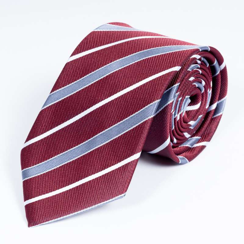 Dark Red Striped Tie-1
