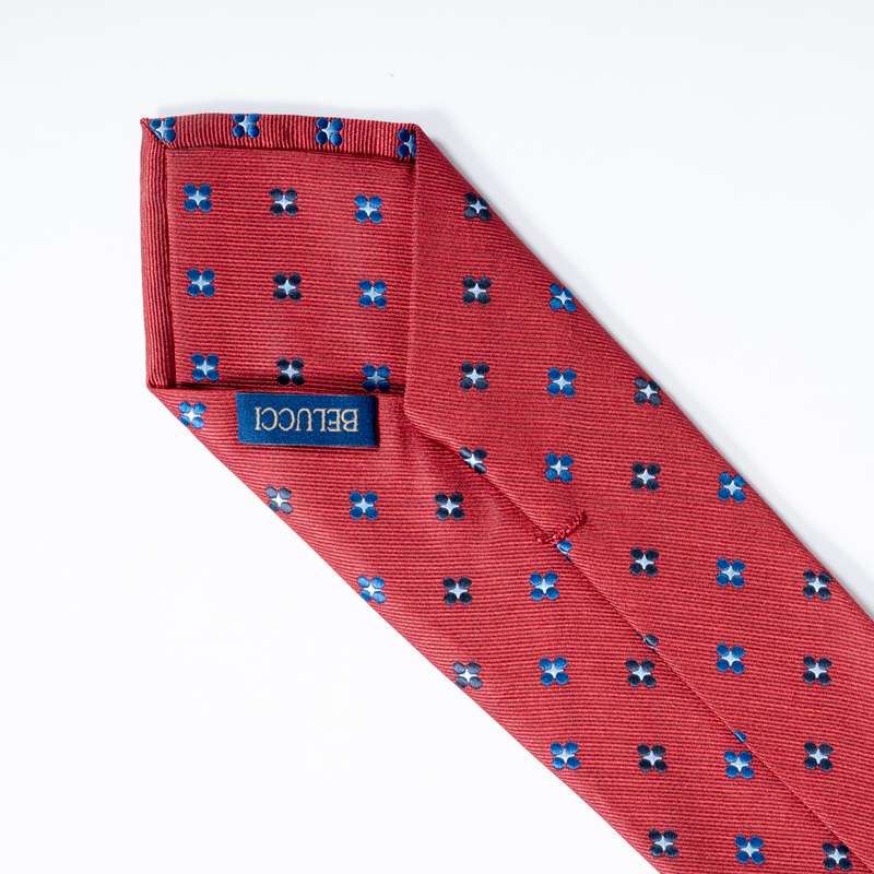 Dark Red Flowered Tie-3