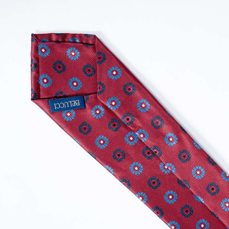 Dark Red Flowered Tie-1