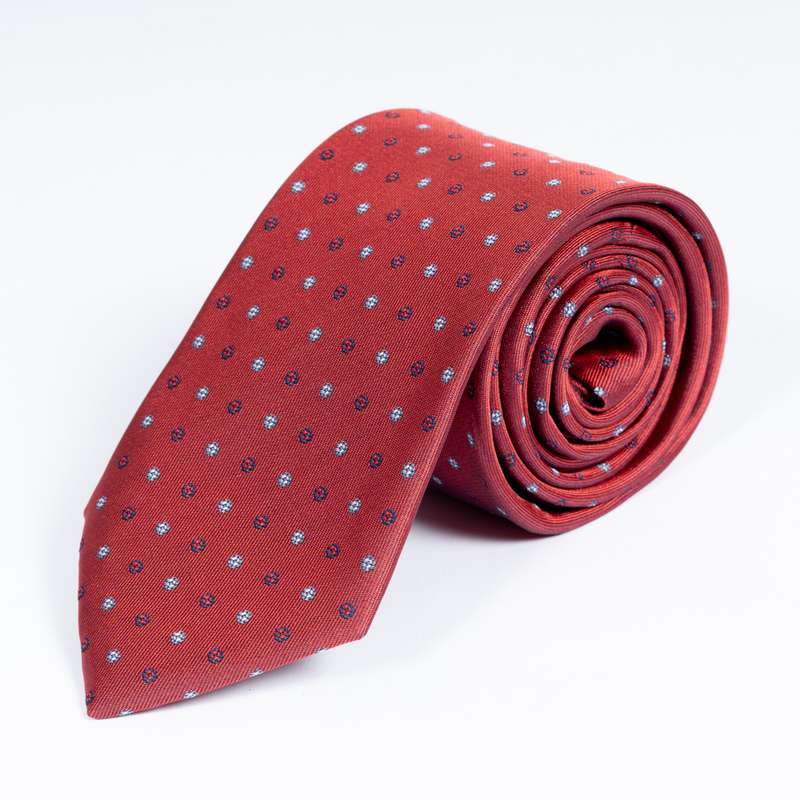 Dark Red Flowered Tie-2