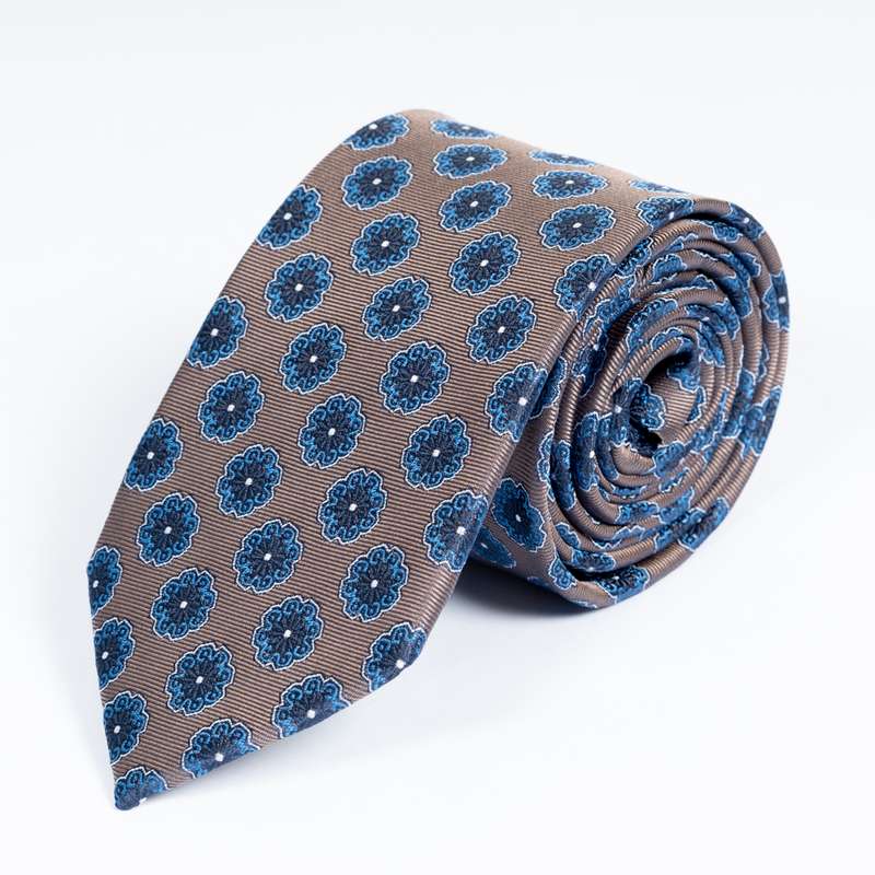 Brown Flowered Tie