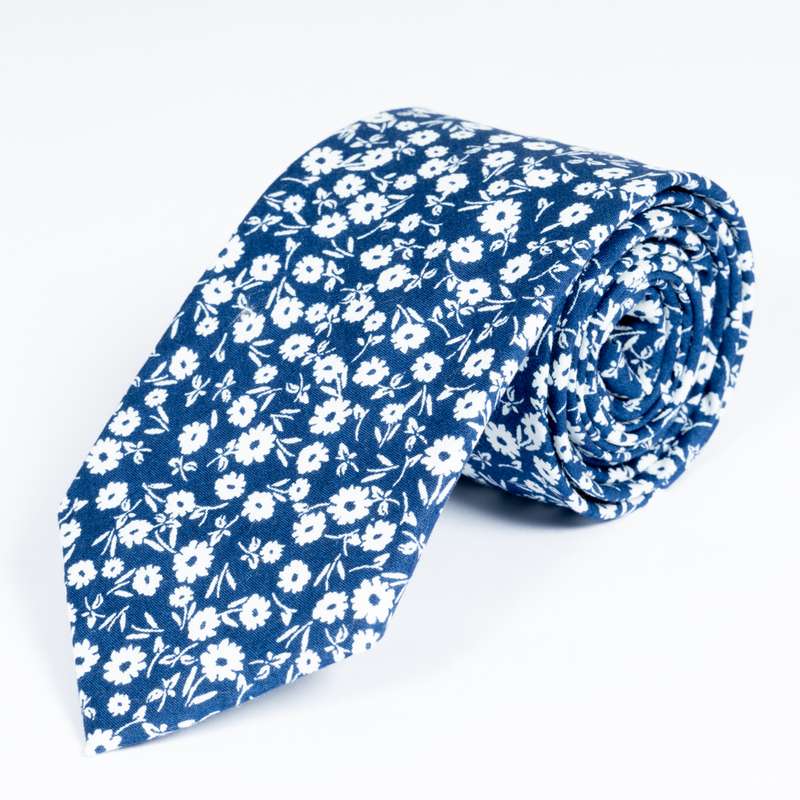 Navy Flowered Tie-10