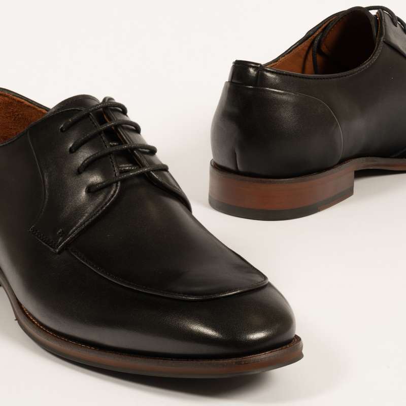 Black Apron Derby Lace-up Loafer
