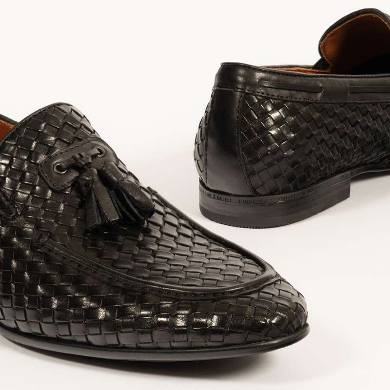 Black Woven Tassel Loafer