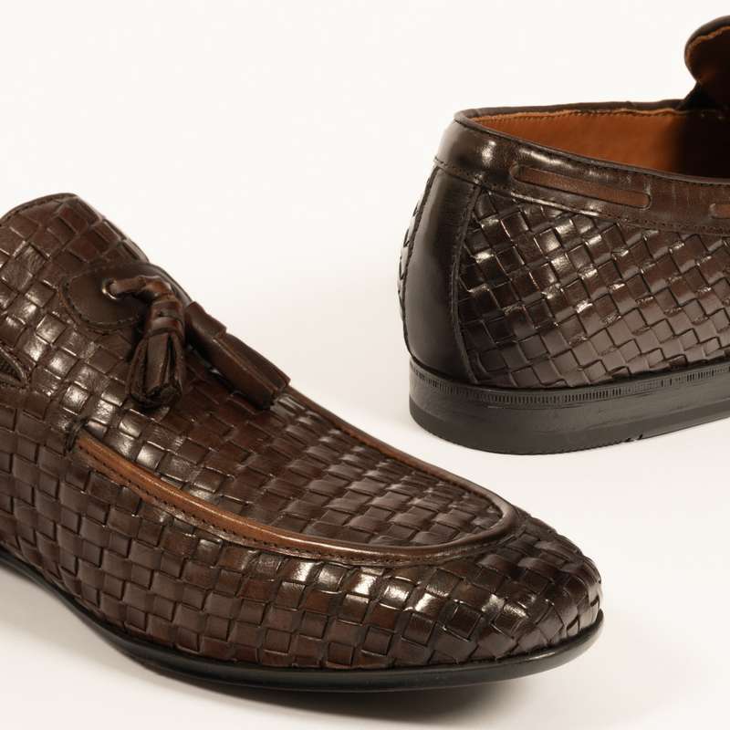Brown Woven Tassel Loafer