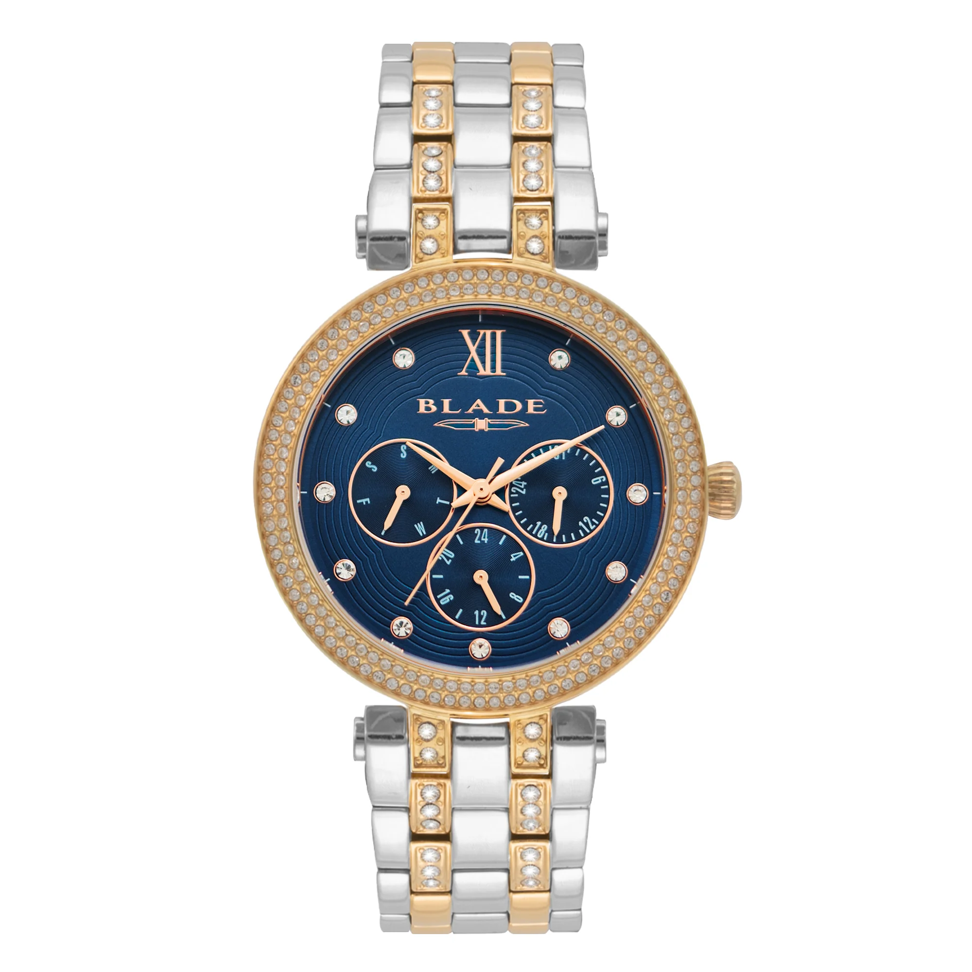 BLADE Dazzle Bichrome 3632L2UBU SS Case & Band Multifunction Women"s Watch