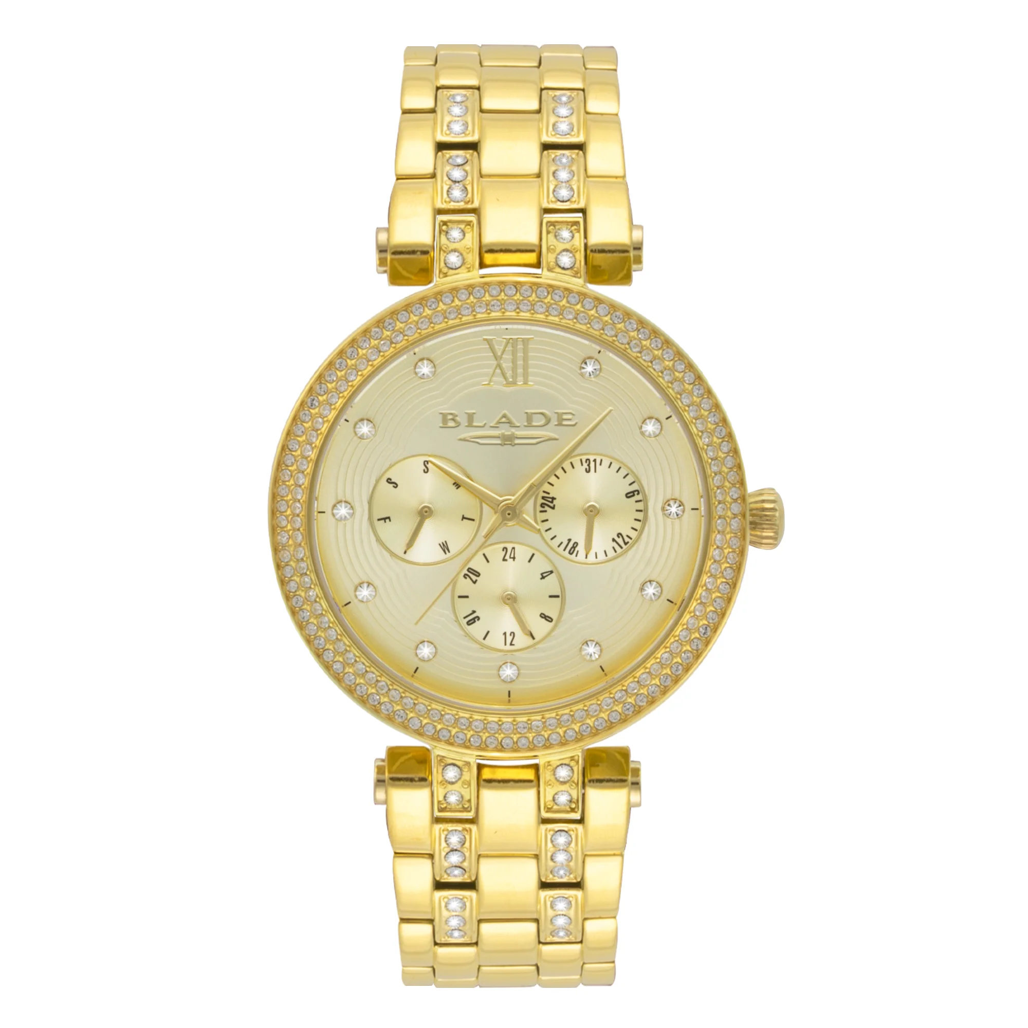 BLADE Dazzle Gold 3632L2GCG SS Case & Band Multifunction Women"s Watch