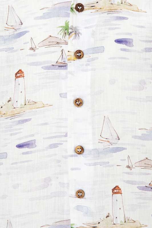 Boys Daffy SS Beach Print Resort Shirt