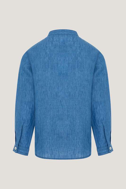 Boys Mandarin Collar Pocket Shirt