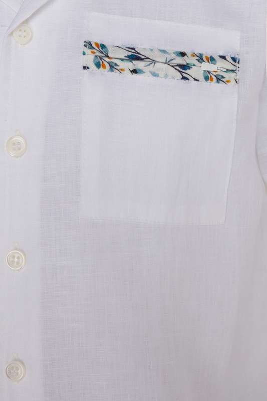 Boys Zipper Pocket Linen Shirt