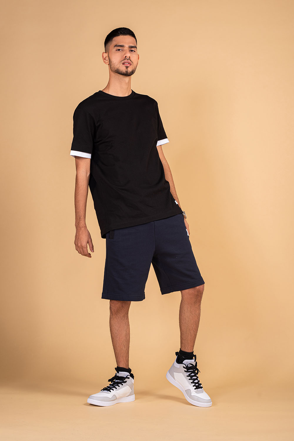 COTTON KNITTED SHORTS - MEN