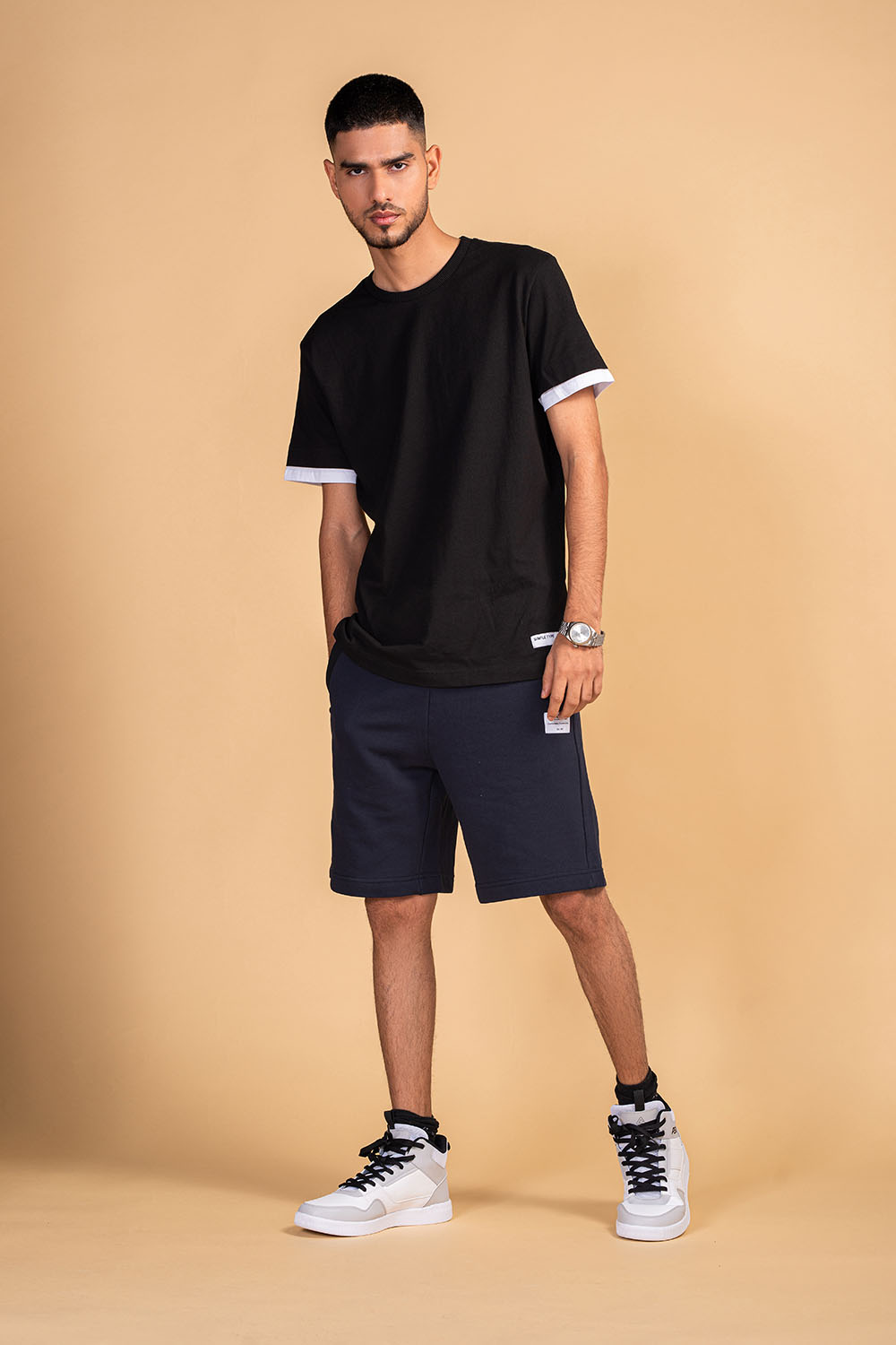 COTTON KNITTED SHORTS - MEN