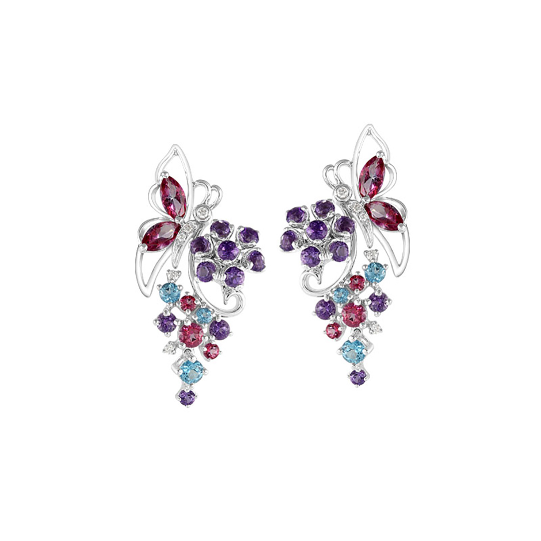 Diamond and Gemstone Earrings with Swarovski Gemstones-Z10220