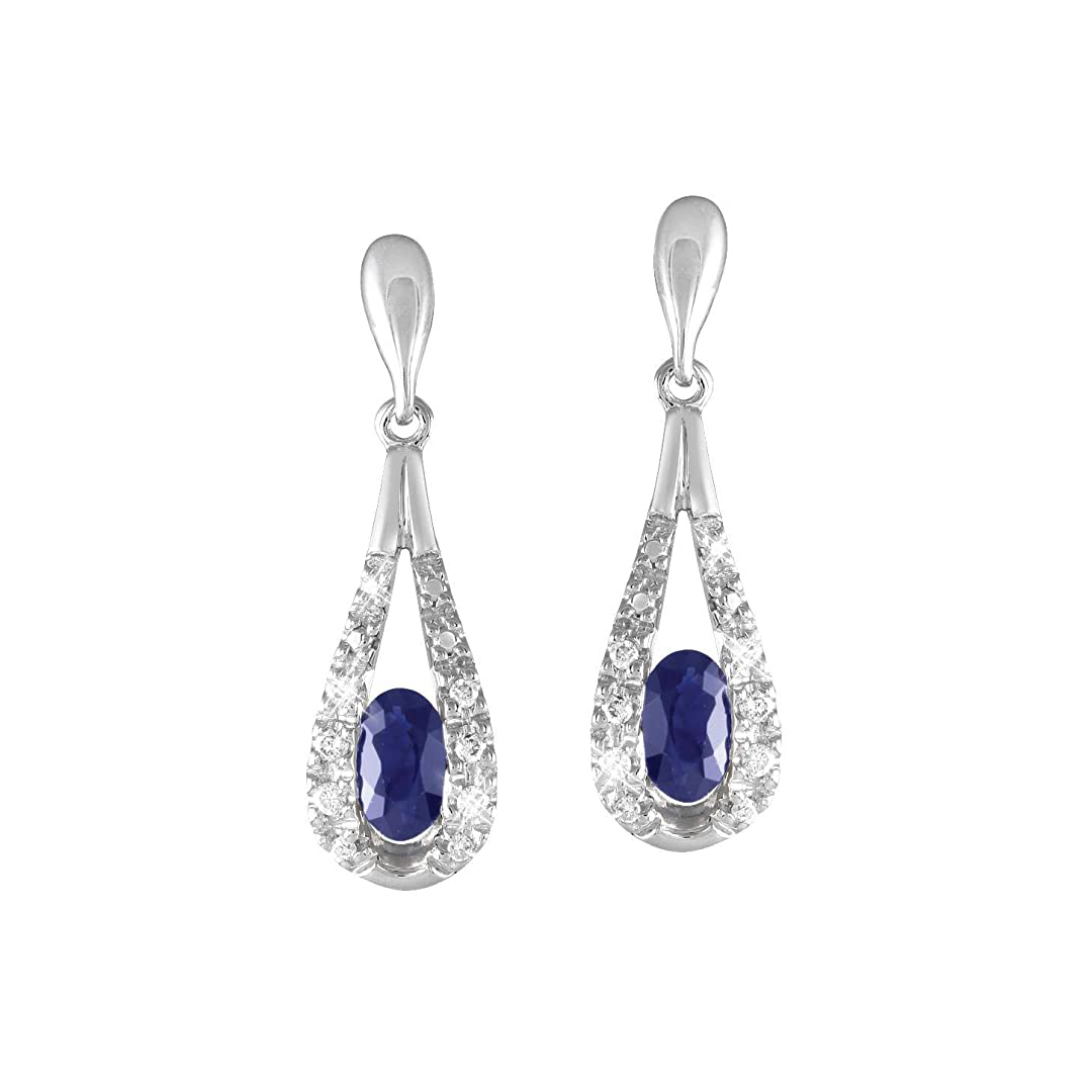 Diamond and Sapphire Earrings-1.8gm