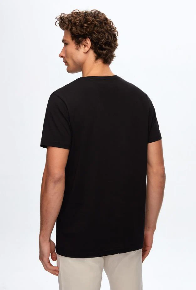 Ds Damat Regular Fit Black Plain Knitted T-shirt