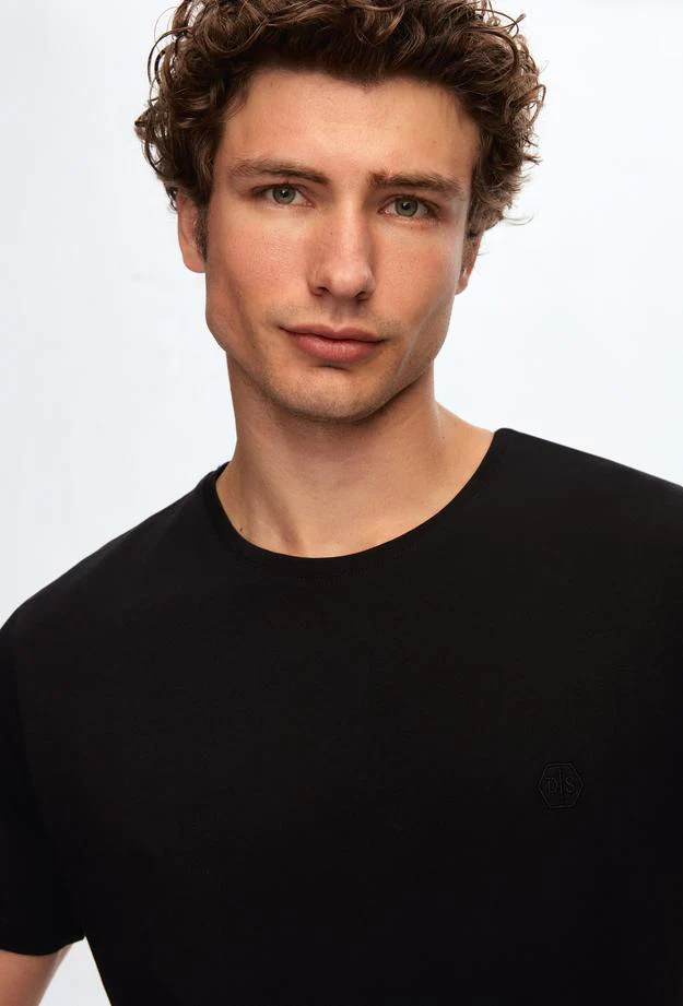 Ds Damat Regular Fit Black Plain Knitted T-shirt