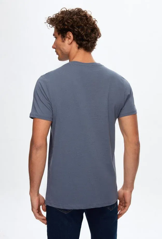Ds Damat Regular Fit Indigo Plain Knitted T-shirt