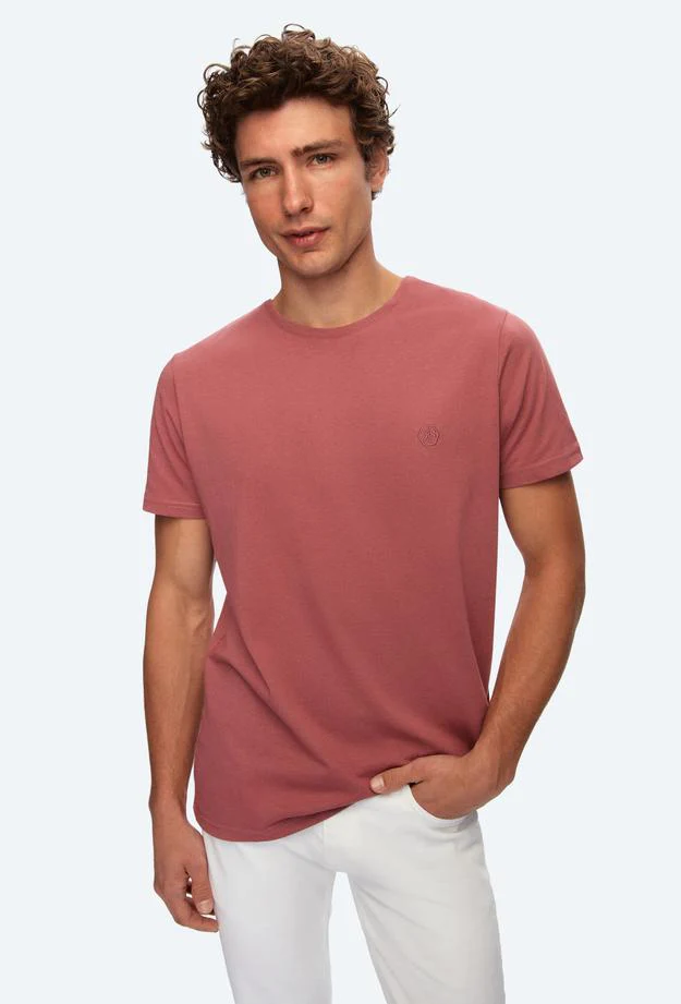 Ds Damat Regular Fit Rose Dried Plain Knitted T-shirt