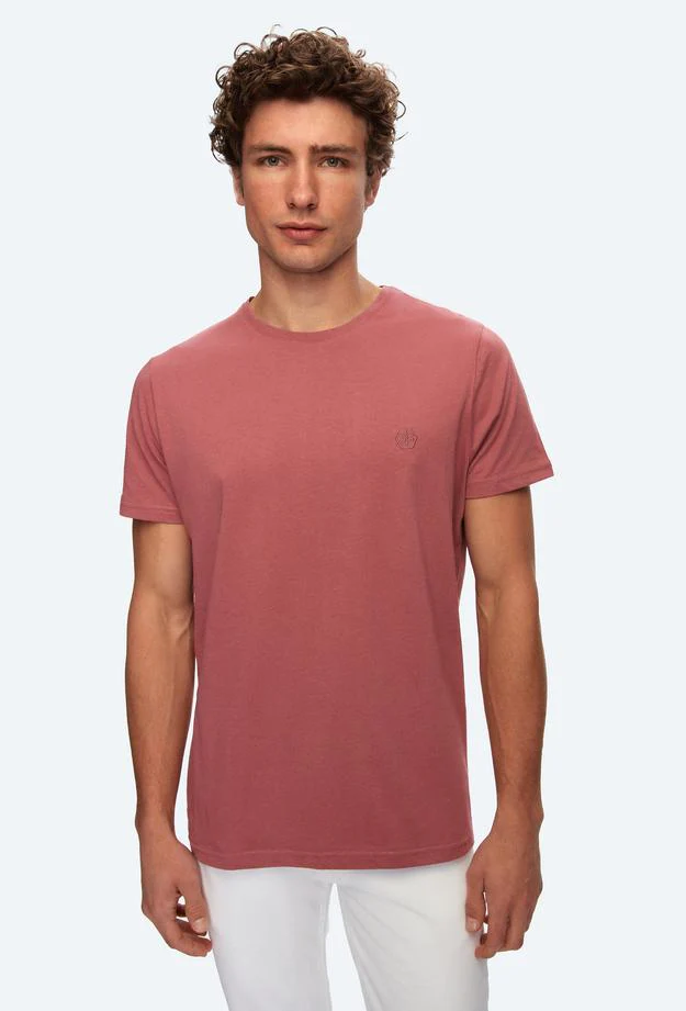 Ds Damat Regular Fit Rose Dried Plain Knitted T-shirt