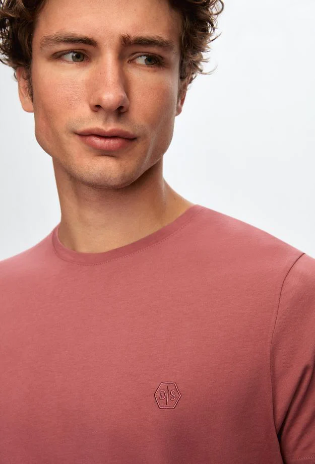Ds Damat Regular Fit Rose Dried Plain Knitted T-shirt