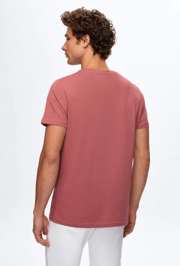 Ds Damat Regular Fit Rose Dried Plain Knitted T-shirt