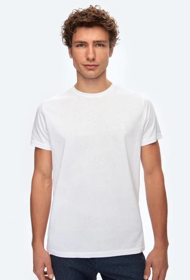 Ds Damat Regular Fit White Plain Knitted T-shirt
