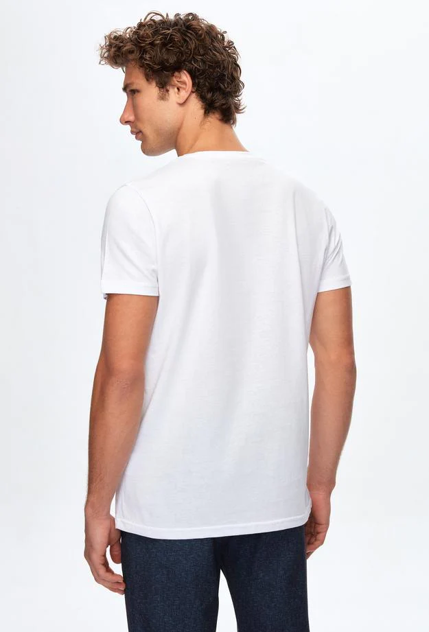 Ds Damat Regular Fit White Plain Knitted T-shirt