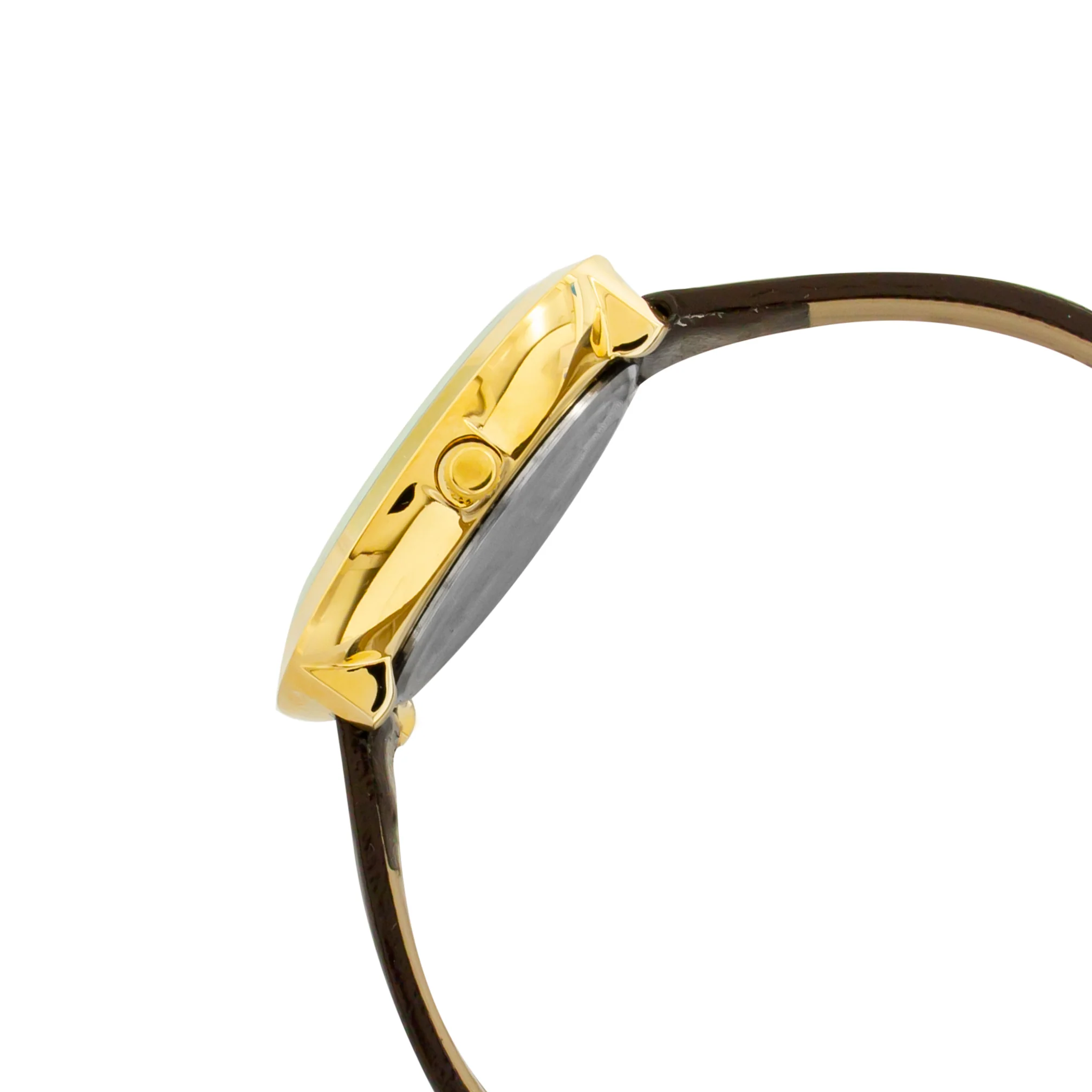 ELIZ ES8763L1GCO SS Caseback & Leather 3-Hands Women"s Watch