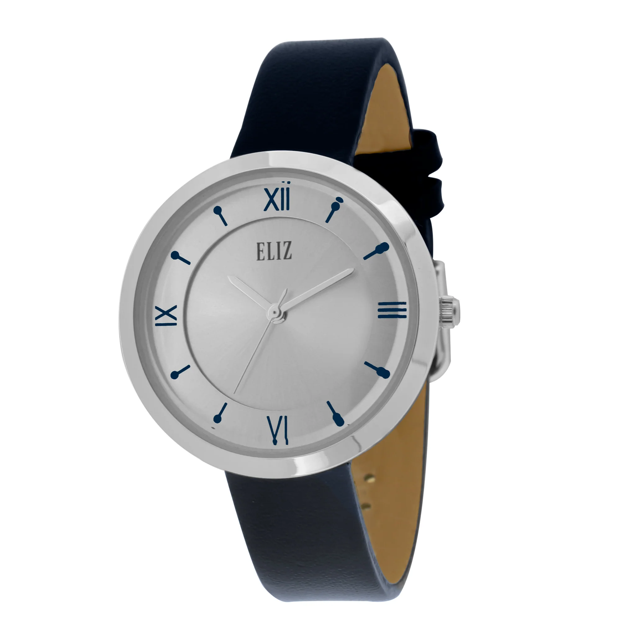 ELIZ ES8763L1SSB SS Caseback & Leather 3-Hands Women"s Watch